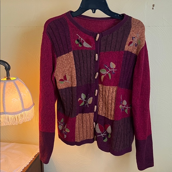 Erika Sweaters - Vintage Erika Patchwork Knit Cardigan Cottagecore